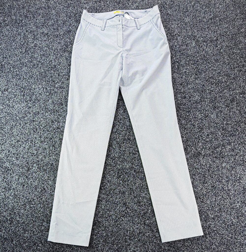 Louis Castel Men's Slim Straight Chino Pants White/Navy Geometric 32
